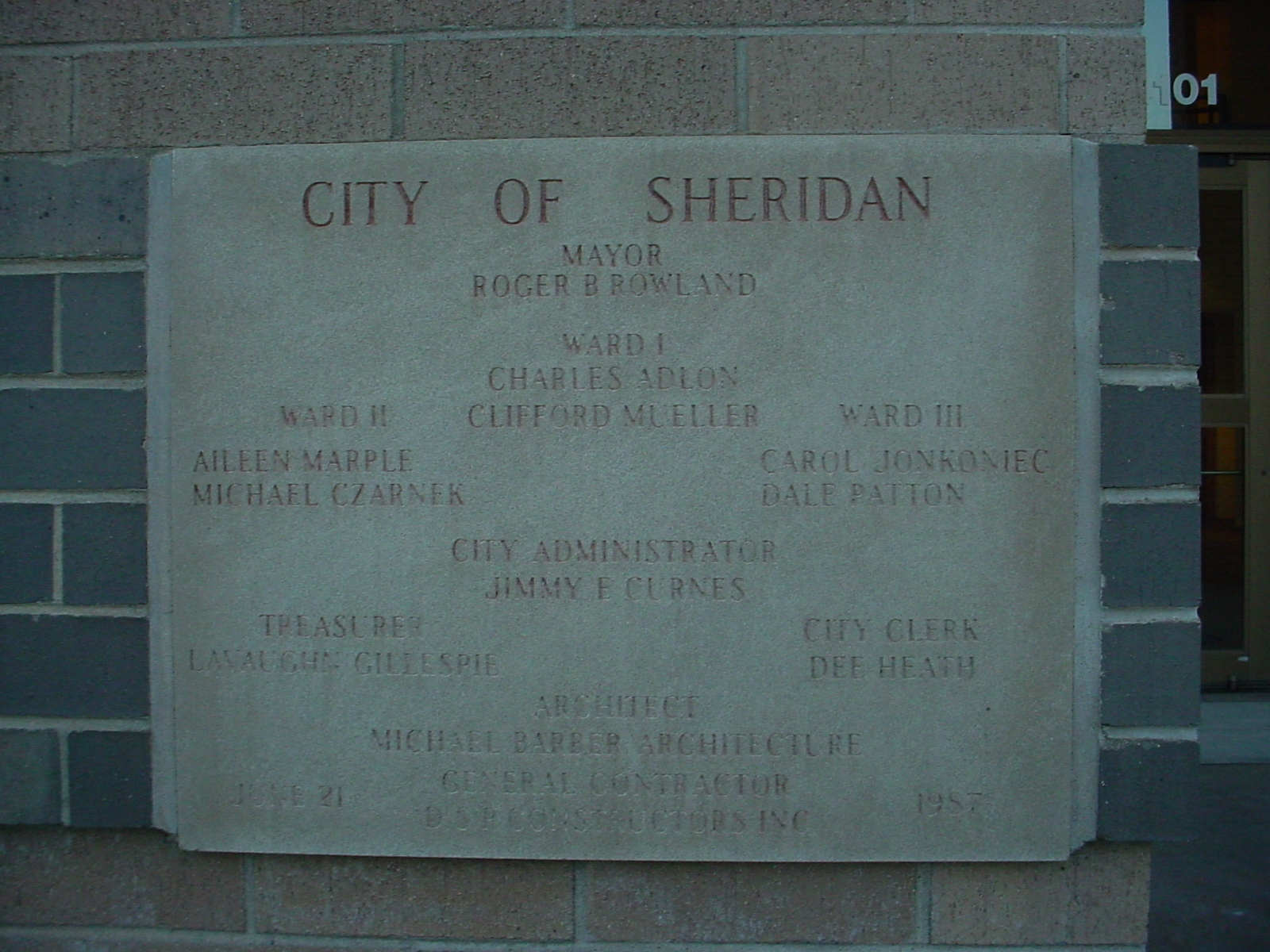 Picture of the Sheridan City Hall - Cornerstone (City)