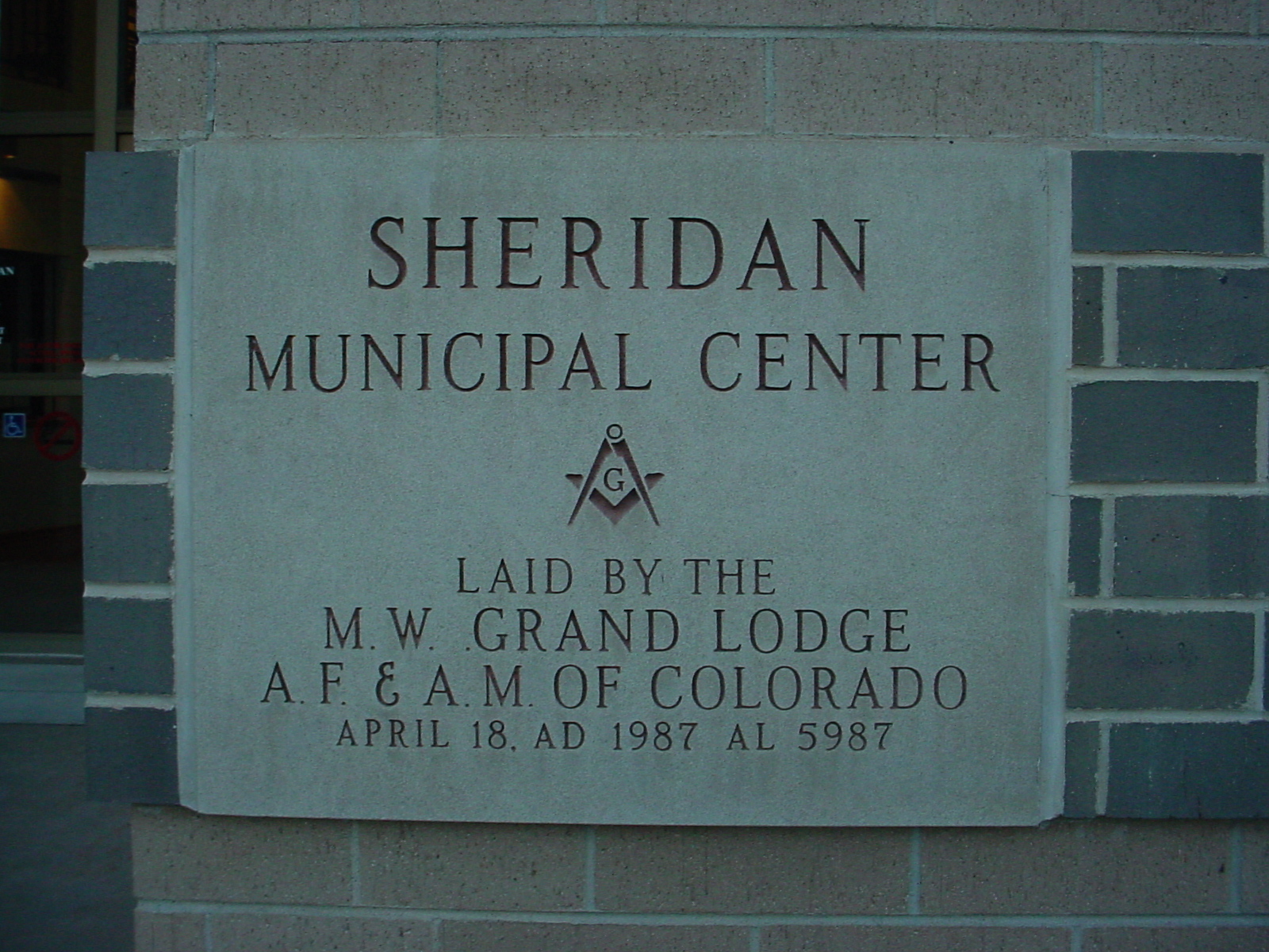 Picture of the Sheridan City Hall - Cornerstone (Masons)