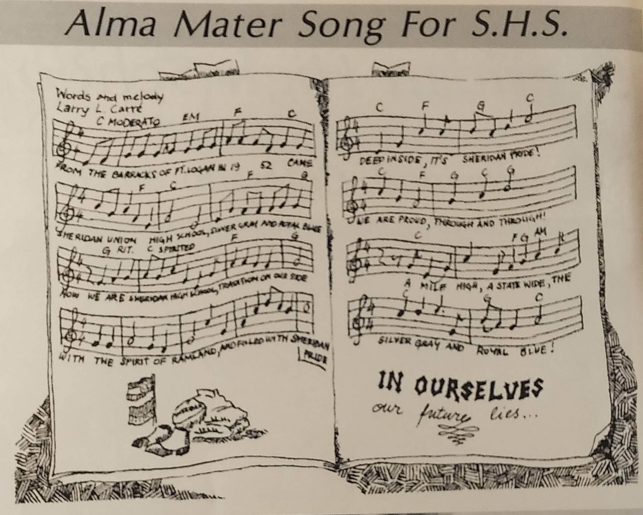 Picture from 1984 school annual of Alma Mater song.
